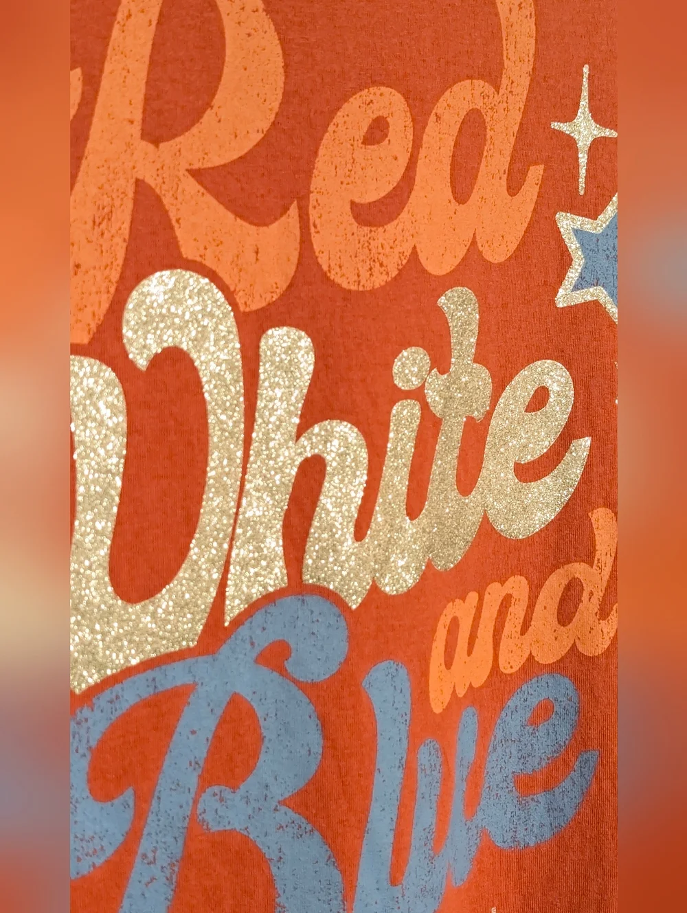 🇺🇸 NWT Mighty Fine Red White and Blue Glitter Graphic Tee Size Small 🇺🇸 - Picture 5 of 7